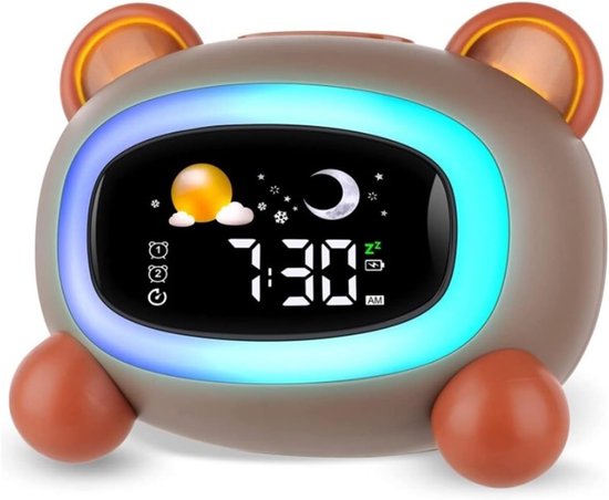 Wekker - Digitale Wekker - Wekkers Digitaal - Digitale Klok - LED - Slaapkamer - Geschikt voor kinderen, kan worden gebruikt tijdens slaaptraining en geluidsontwaking verjaardagstafelklok - Beer van ShopEighty8