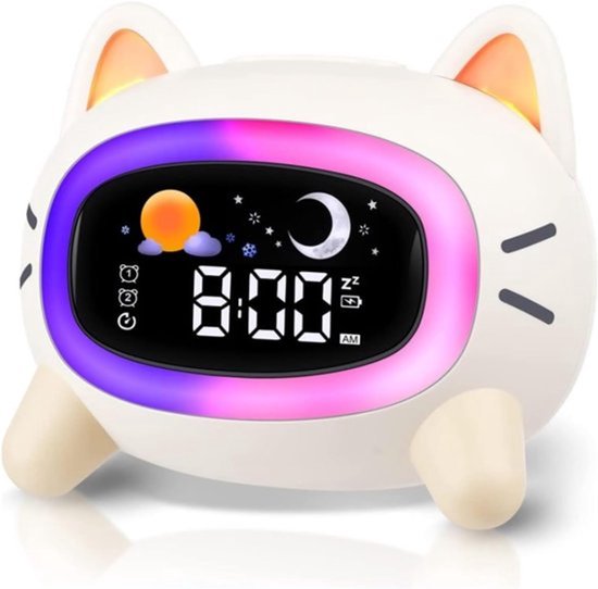 Wekker - Digitale Wekker - Wekkers Digitaal - Digitale Klok - LED - Slaapkamer - Geschikt voor kinderen - Slaaptrainers -Kat