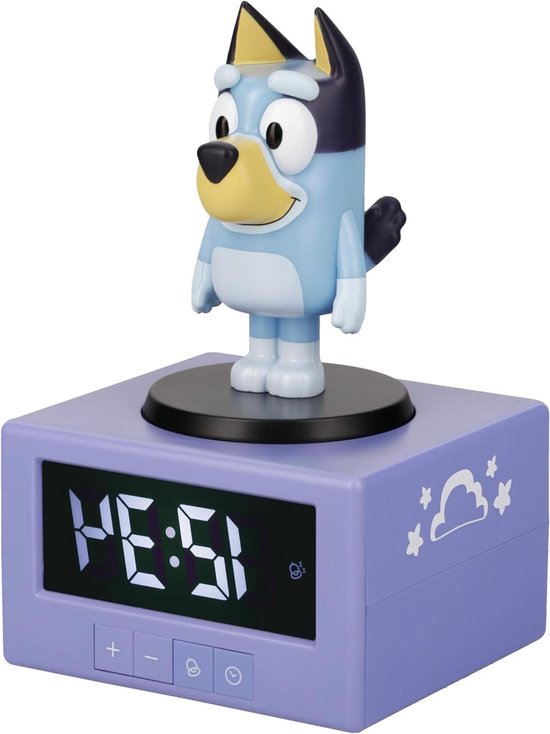 Wekker Figuur - Kinderwekker Digitale Klok - Kind Wakker Maken - Met Thema Muziek - 15.6 cm - Blauw