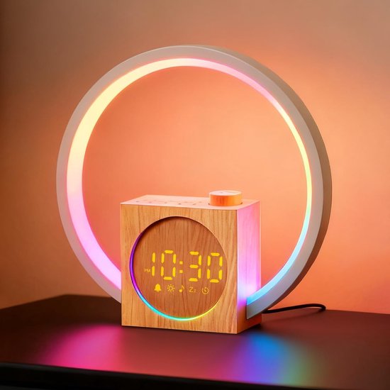 Wekker Geluidsmachine - Wake-up light - Rustig Ontwaken - Simuleert Zonsopgang - 22.86 cm Hoog - Wit