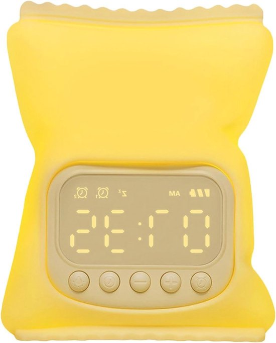 Wekker Kinderen - Nachtlamp Tafel - Slaaptraining Hulp - Oplaadbaar Met Snooze - 11.7 x 8.5 x 14.5 cm - Wit