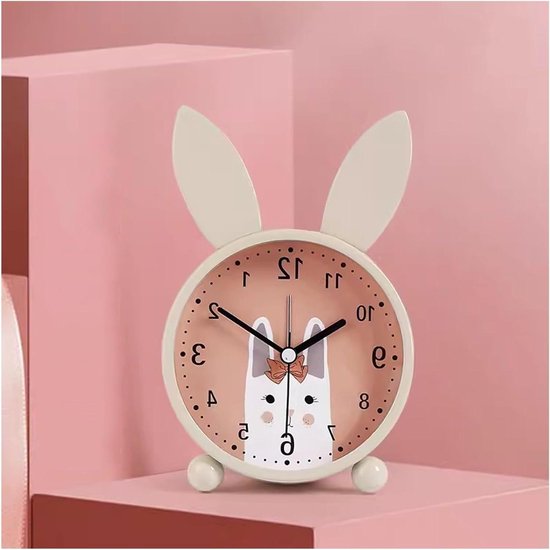 Wekker Konijn - Kinderwekker Nachtlampje - Kinderkamer Decoratie - Zacht Nachtlicht - Klein - One Color