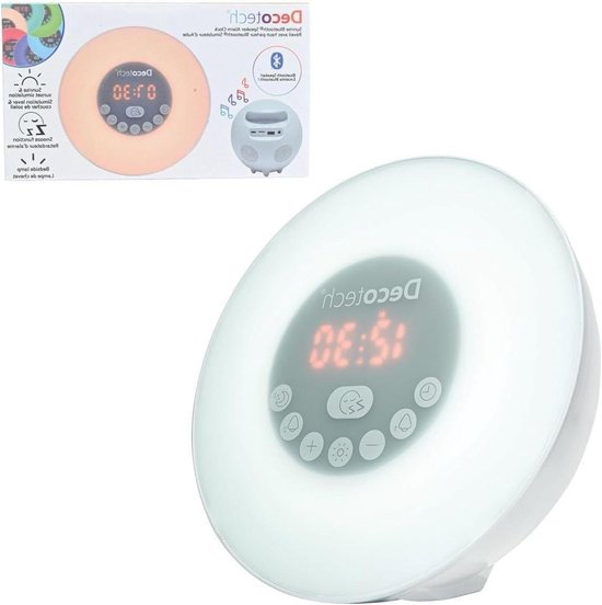 Wekker Lamp - Nachtlamp Radio - Rustig Ontwaken - Zonsopgang Simulatie - 1 Count - Geel