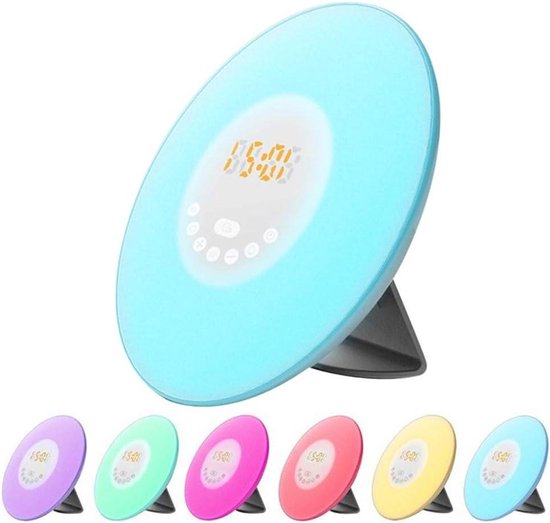 Wekker met Kleurlicht - Nachtlamp Wekker - Rustig Wakker Worden - Simuleert Zonsopgang - 11 Lichtniveaus - Meerdere Kleuren