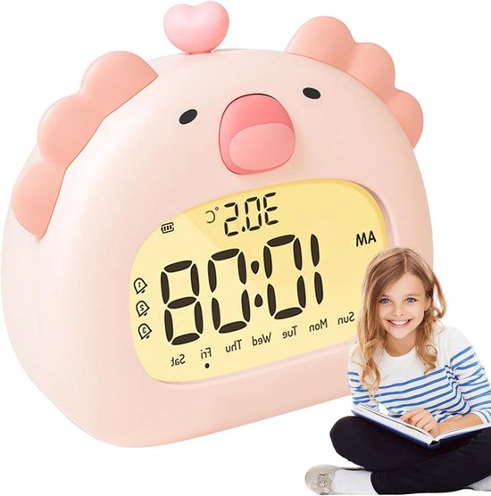 Wekker Met Licht - Digitale Klok - Kinderkamer Decoratie - Axolotl Nachtlamp - 84 x 122 cm - Wit