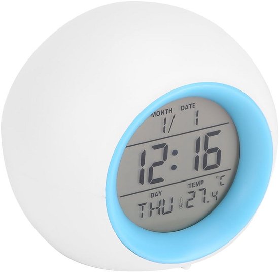 Wekker met Licht - Digitale Klok - Ontwaken met Muziek - 7 Kleuren Verandering - 0-70 Graden - Wit