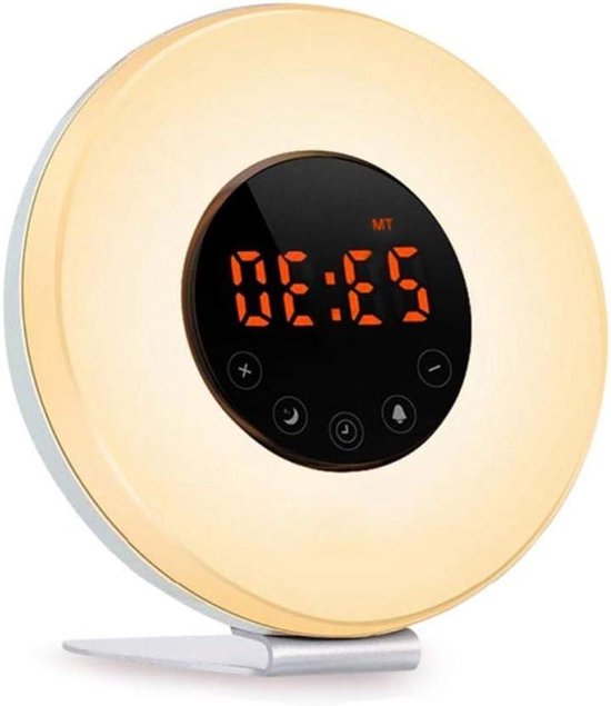 Wekker met Licht - Digitale Klok - Rustig Wakker Worden - Zonsopgang Simulatie - 7 Kleuren - Wit