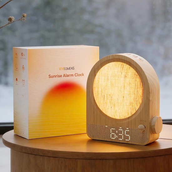 Wekker met Licht - Geluidsmachine Nachtlampje - Rustig Ontwaken - Dubbele Wekker Functie - 10x10 millimeter - Meerkleurig