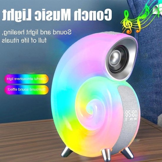 Wekker met Licht - Nachtlamp Audio - Ontspannen Wakker Worden - Stereo Surround Sound - 17 x 21 cm - Wit