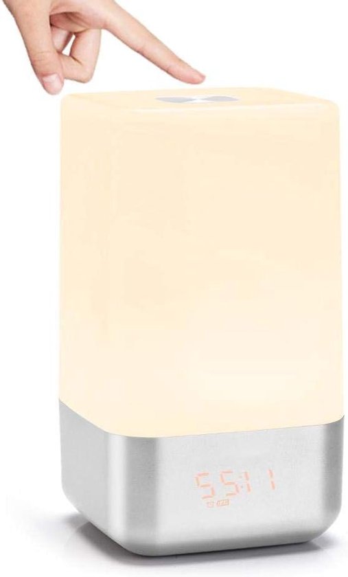 Wekker met Licht - Nachtlamp - Rustig Ontwaken - Zonsopgang Simulatie - USB Oplaadbaar - Wit