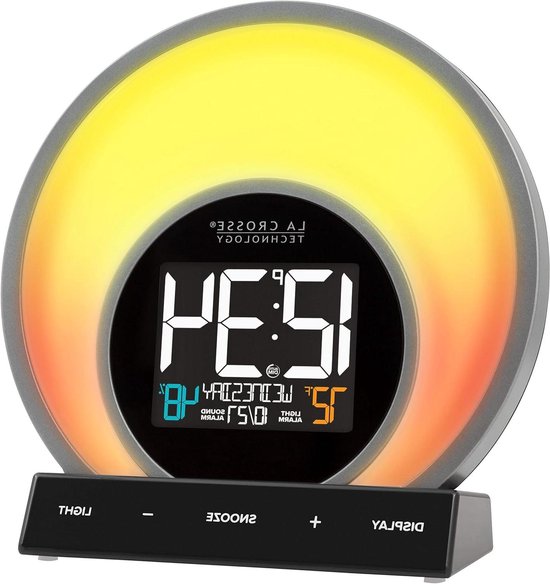 Wekker met Licht - Nachtlamp Sfeerverlichting - Ontspannen Wakker Worden - Temperatuur Vochtigheid - USB Oplaadpoort - Zwart van Merkloos