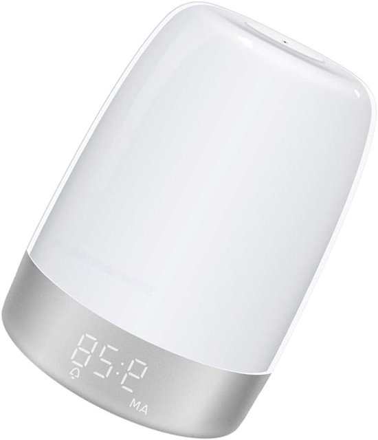 Wekker met Licht - Nachtlamp Tafel - Rustig Wakker Worden - Simuleert Zonsopgang - 15 cm - Wit