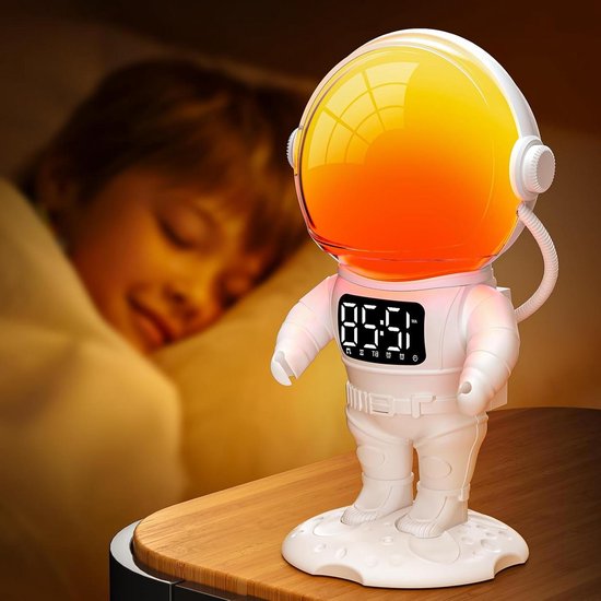 Wekker met Licht - Slaaphulp Machine - Natuurlijk Wakker Worden - 21 Slaapgeluiden - 22 Kleuren - Wit