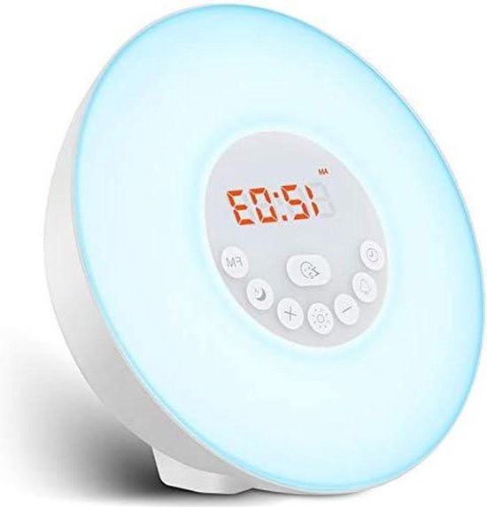 Wekker met Licht - Wake Up Lamp - Rustig Wakker Worden - Zonsopgang Simulatie - 10 Helderheidsniveaus - Wit