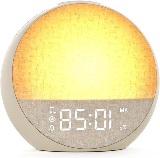 Wekker met Licht - Wake Up Light Geluidsmachine - Rustig Ontwaken - Natuurlijk Zonlicht Effect
