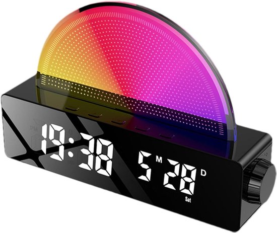 Wekker met Licht - Wake-up Light Natuurlijke Wekker - Rustig Wakker Worden - Zonsimulatie - N.v.t. - Zwart