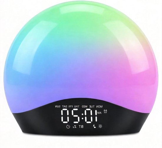 Wekker met Licht - Wake Up Light - Rustig Ontwaken - 22 Natuurlijke Geluiden - 17 Kleuren - Geel van Merkloos