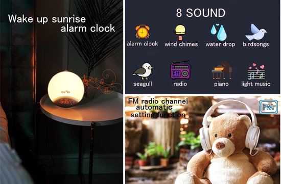 Wekker met Licht - Wake-up Light - Rustig Wakker Worden - Zonsopgang Simulatie - 300 Lumen - Meerkleurig