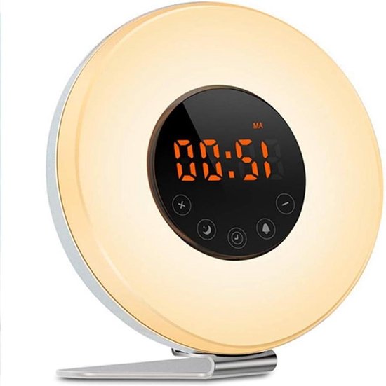 Wekker met Licht - Weklamp Nachttlamp - Rustig Wakker Worden - Zonsopgang Simulatie - 10 Niveaus - Meerkleurig