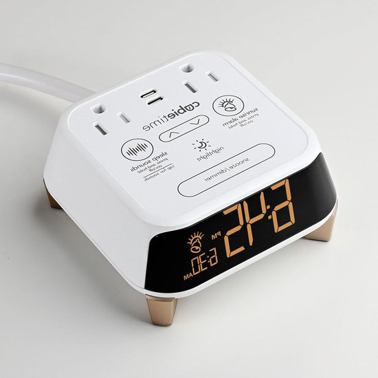 Wekker met Slaapgeluiden - Nachtlampje Oplader - Ontspannen Slapen - Zonsopgang Alarm - 2 USB-C Poorten - Wit van Merkloos