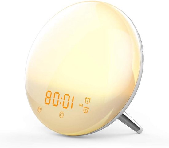Wekker met Wake-up Light - Nachtlamp Alarmklok - Rustig Wakker Worden - Simuleert Zonsopgang - N.v.t. - Wit