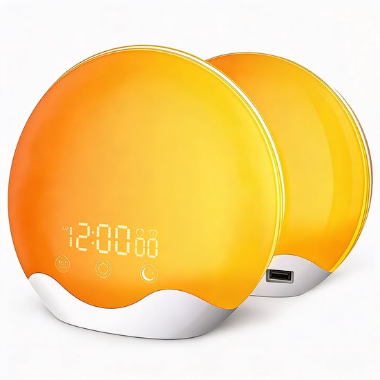 Wekker met Wake Up Light Natuurlijk Wakker Worden & Zachte Lichtstimulatie – Digitale Wekker met Daglicht en FM-Radio Innovatief & Relaxend – Zonsopgang & Zonsondergang Simulatie Voor Beter Slaapritme | Inclusief Nachtlampfunctie van Merkloos