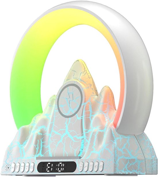Wekker met Zonsopgang - Nachtlamp Oplader - Rustgevend Ontwaken - Dynamische Kleurverlichting - 6.3 x 6 x 7 cm