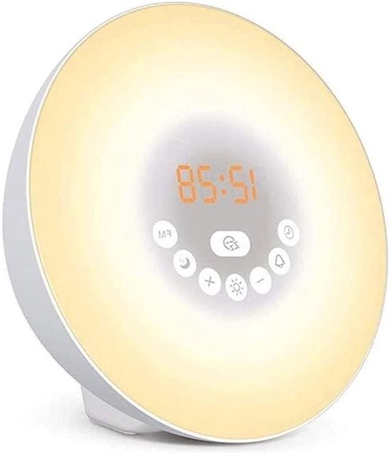 Wekker met Zonsopgang - Natuurlijke Geluiden Alarm - Rustig Wakker Worden - Zonsopgang Simulatie - 3 watt - Wit