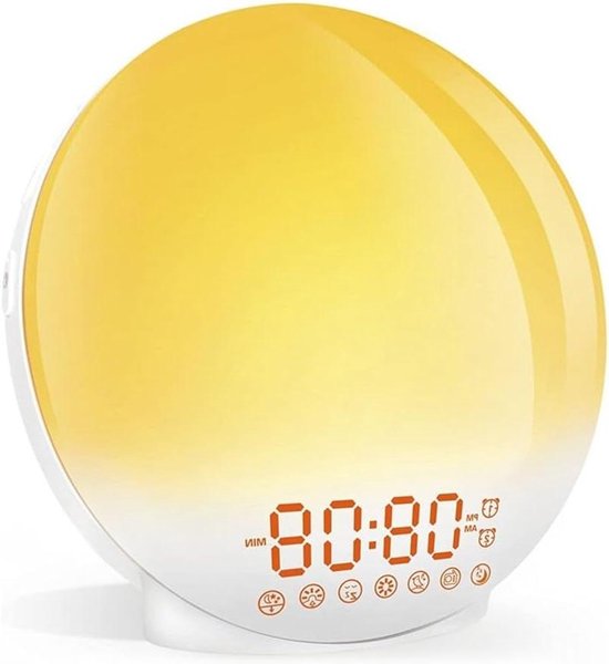 Wekker met Zonsopgang Simulatie - Wake Up Light Sfeerlamp - Rustig Wakker Worden - 7 Kleuren Nachtlamp - Tafelblad Montagetype