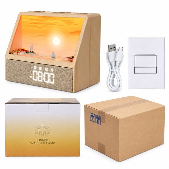 wekker met zonsopgangsimulatie - Bluetooth-luidspreker en 24 witte-ruisgeluiden - digitaal tijdscherm - USB-voeding - Engelse versie met kabel en handleiding van SWGOTA