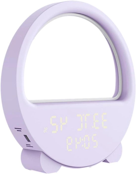 Wekker Nachtlamp - Smart Clock - Slaap Trainer - Temperatuur Vochtigheid Monitoring - Niet gespecificeerd - Lavendel