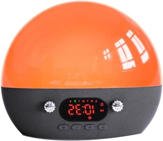 Wekker Nachtlampje - Wake Up Light - Rustig Ontwaken - Zonsopgang Simulatie - 11 Geluiden - Grijs