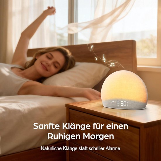 Wekker Natuurlijk Licht - Wake-up Light - Verbeter Slaapritme - 20 Rustgevende Geluiden - N.v.t. - Klassiek wit