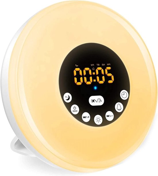 Wekker Wake Up Light - Nachtlamp Zonsopgang - Natuurlijk Wakker Worden - Simuleert Zonsopgang - 16 x 16 cm - Wit