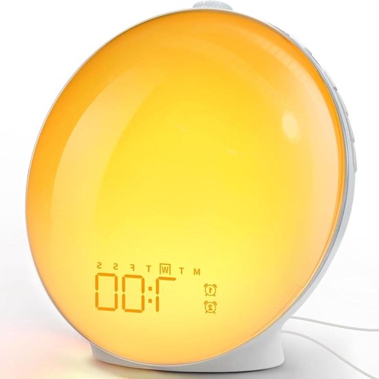 Wekker Wake Up Light - Zonsopgang Simulatie - Rustig Wakker Worden - Dubbel Alarm FM Radio - 30 Minuten - Standaard