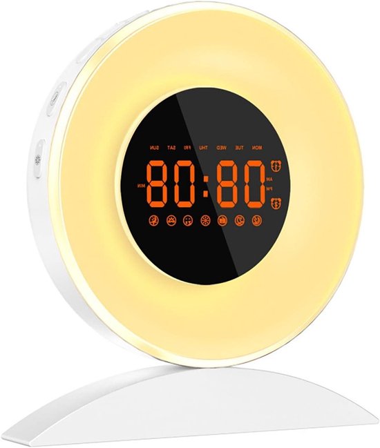 Wekker Zonsopgang Simulatie - Weklamp Zonsopgang - Rustig Wakker Worden - 8 Natuurlijke Geluiden - 1 kg - One Color
