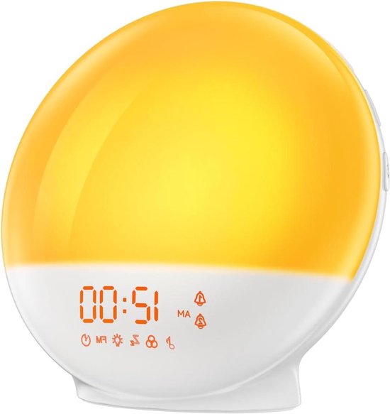 Weklicht Zonsopgang - Wakkere lamp therapielicht - Rustig Wakker Worden - 10.000 Lux Lichttherapie - 11 Sfeerverlichting - Multicolor