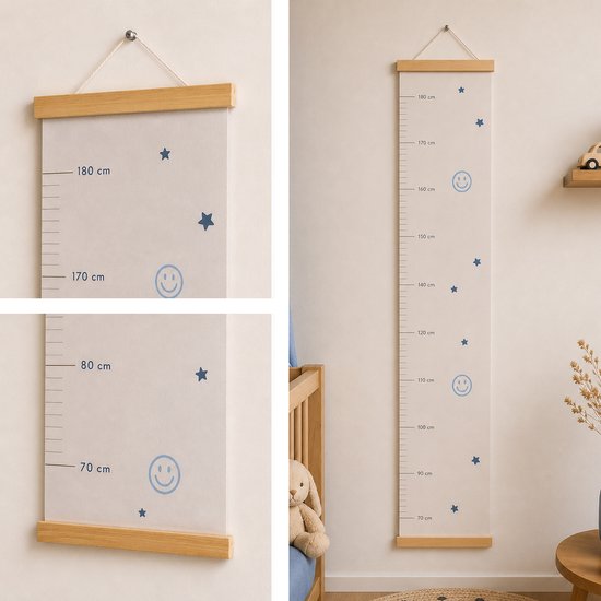 WeLikeToLove Groeimeter - Jongen - Kraamcadeau - Babyshower cadeau - Babykamer decoratie - Kinderkamer - Hout - Geboorte