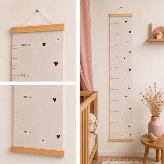 WeLikeToLove Groeimeter - Meisje - Kraamcadeau - Babyshower cadeau - Babykamer decoratie - Kinderkamer - Hout - Geboorte