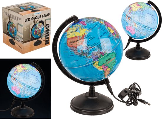 Wereldbol - led verlichting - 15.5 cm - Inclusief usb - Voor de woonkamer - Slaapkamer van Out of the Blue
