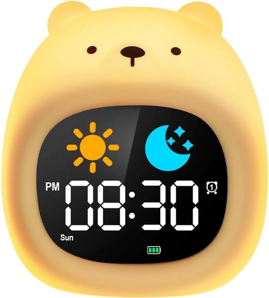 White-Label® Kinderwekker - Digitale Wekker Slaapkamer - Slaaptrainer Kinderen - geel van White-Label®