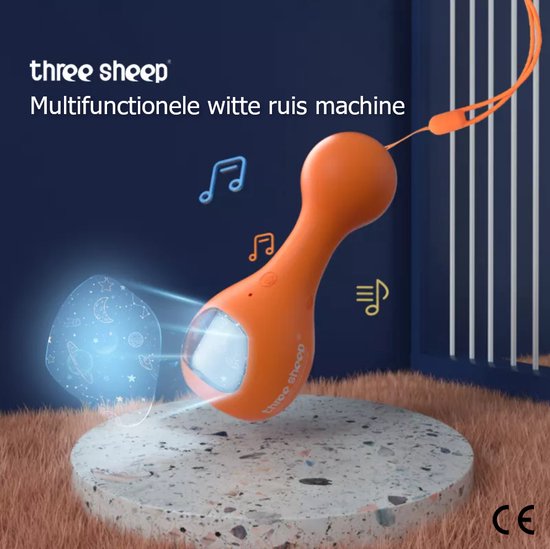 White noise Baby & Kind - Witte ruis machine met sterrenhemel - Multifunctioneel - Slaaptrainer - Huildetectie - Educatief en interactief - Witte ruis knuffel voor beter slapen & slaaphulp van Three sheep