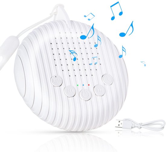 White Noise Machine – 10 Rustgevende Geluiden – Timer en Geheugenfunctie – USB Oplaadbaar – Wit