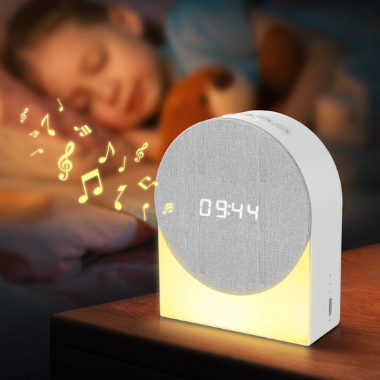 White Noise Machine - 4-in-1 Digitale Wekker + Wit Geluid + Bluetooth Luidspreker + Baby Nachtlampje, Oplaadbaar Dimbaar, Geschikt voor Kinderen en Volwassenen, Babycadeau [Energieklasse F] van Merkloos