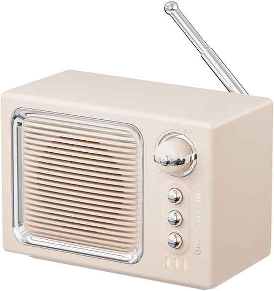 White Noise Machine - 5W Retro Draadloze Bluetooth Mini Luidspreker met Wit Geluid, Handsfree Bellen, HiFi Muziekbox, TF-kaartondersteuning, FM-radio, Beige van Merkloos