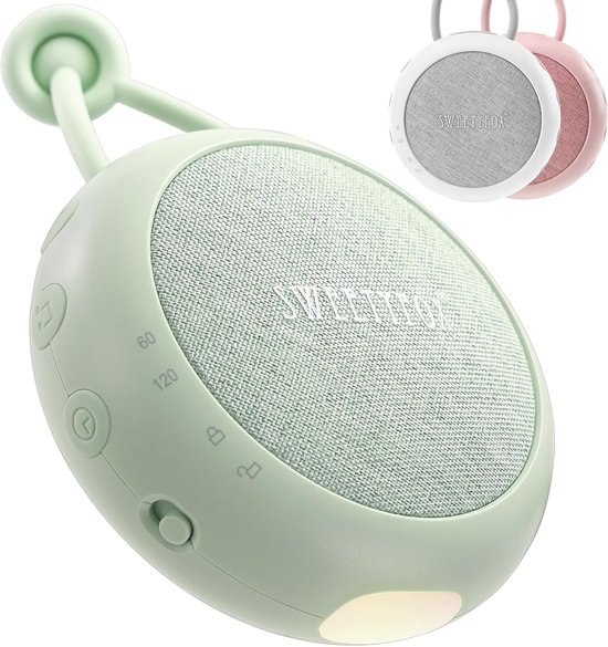 White Noise Machine Baby – 15 Geluiden met Nachtlampje, USB Oplaadbaar, Babyslaapliedjes en Witte Ruis, Groen van Merkloos