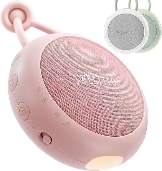 White Noise Machine Baby – 15 Geluiden met Nachtlampje, USB Oplaadbaar, Babyslaapliedjes en Witte Ruis, roze van Merkloos
