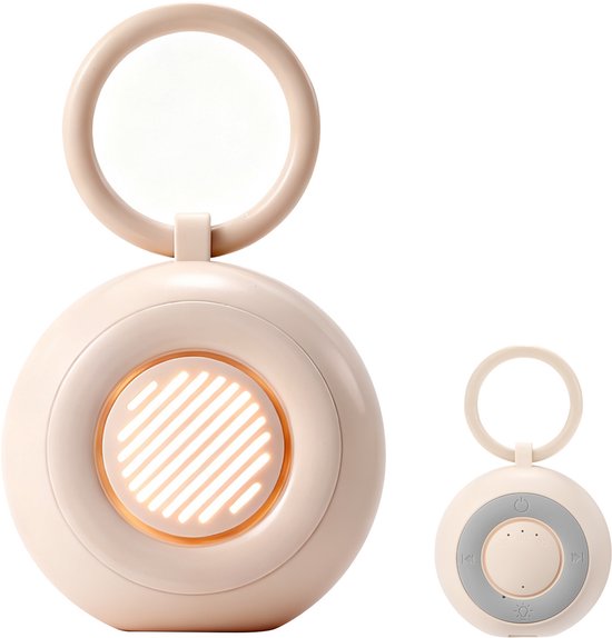 White Noise Machine Baby - Baby Slaaphulp met Licht - Draagbare Baby Shusher - Slaapcomfort met Geluidsdetectie - Witte Ruis Apparaat Oplaadbaar - voor Babybed & Kinderwagen - 15 Geluiden - 7.5 x 7.5 cm - Lichtroze