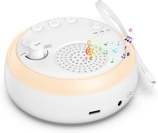 White Noise Machine Baby, Draagbaar Slaapmiddel voor Baby's met Nachtlampje, USB Oplaadbaar White Noise Baby Apparaat, 16 extreem rustgevende geluiden, geluidsaanpassingsfunctie, timingsfunctie van Merkloos