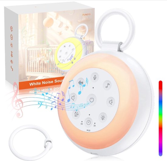 White noise machine baby-volwassen-nachtlampje-7 kleuren licht-24 rustgevende geluiden-Draadloze luidspreker-met opnamefunctie-Slaaptimer-Slaaphulp van Relaxound